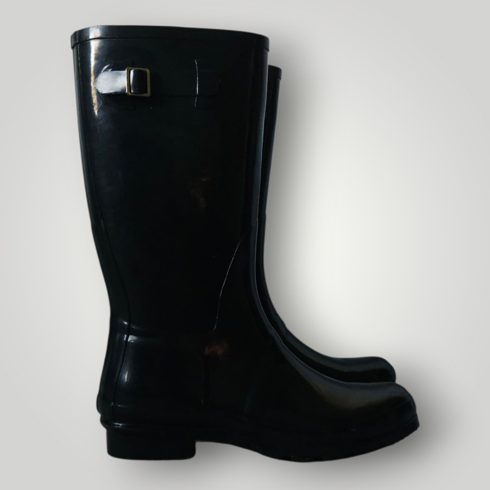 Nomad Womens Black Tall Rain Boots 11 Waterproof Rubber Pull-On with Buckle - Picture 3 of 11